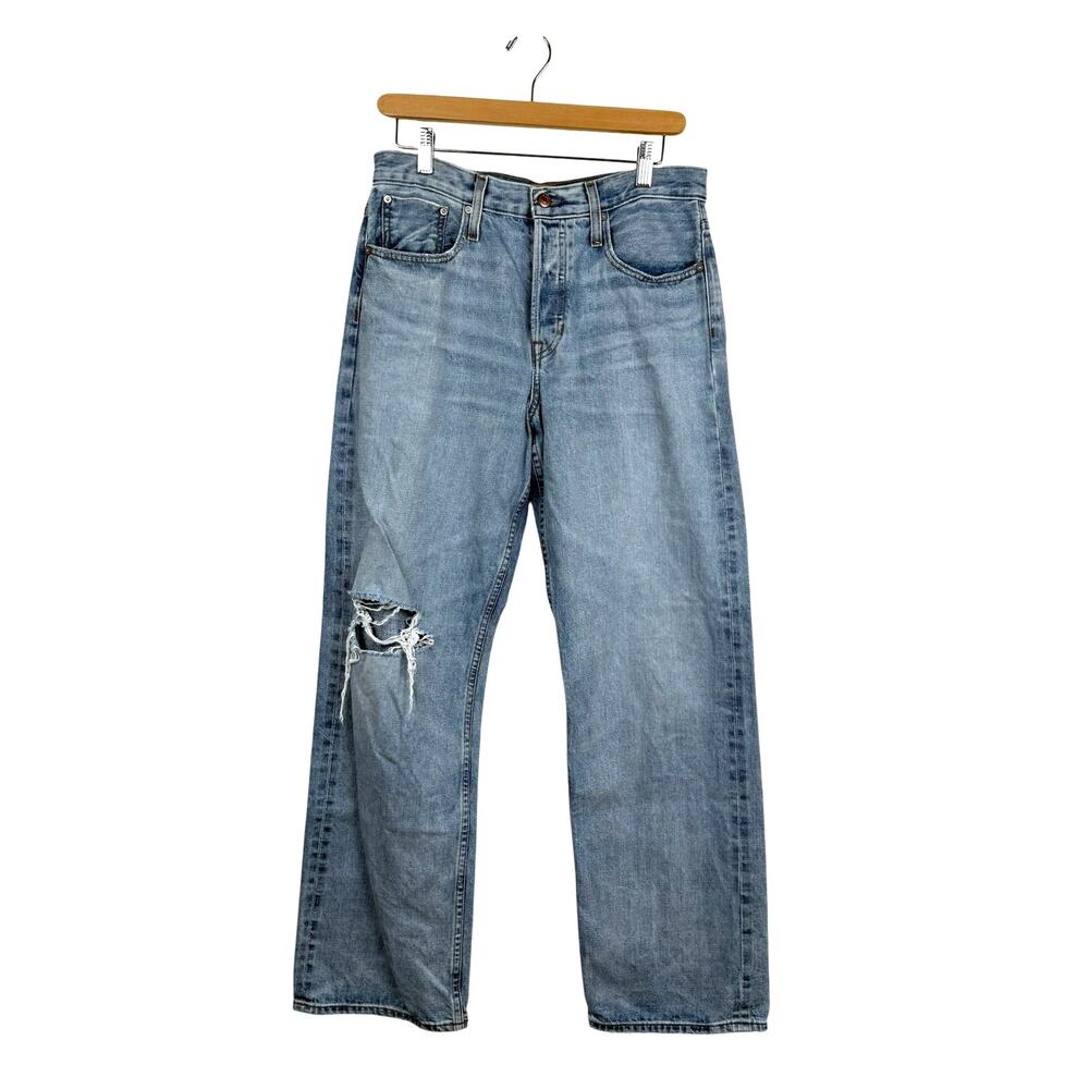 Point Sur J.Crew 100% Cotton Straight Leg Jeans Distressed Light Wash Size 28